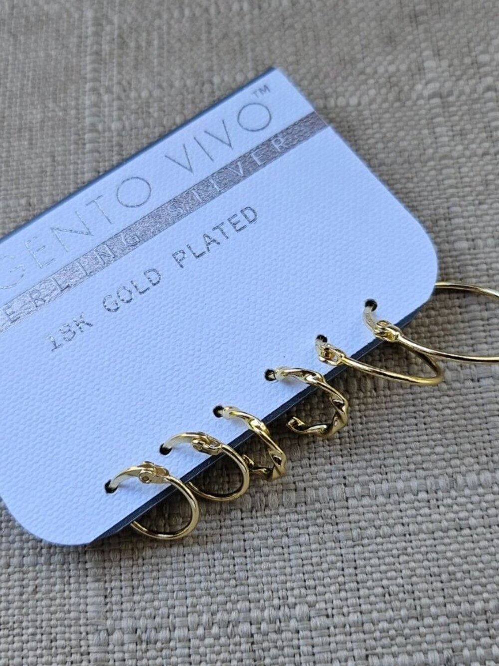 Argento Vivo Women Earrings Gold Plated over Sterling silver Jewelry Set of 3 - Picture 9 of 12
